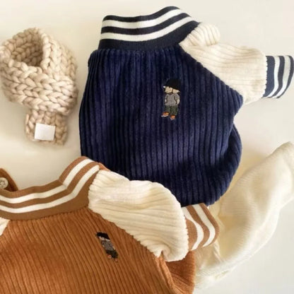 Warm Pet Baseball Jackets Comfortable Thicken Two-Legged Dog Clothing Embroidered Patterns Dog Sweatshirt Spring Autumn Wear
