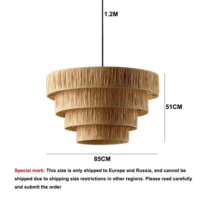 Golden Editions Designer Chandelier woven Rattan Straw Pendant Lights large Rattan lighting suspension wabi sabi Restaurant lamp