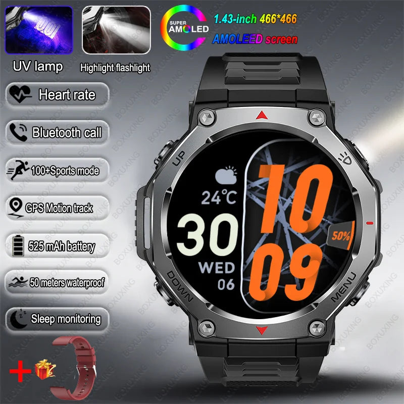 2026 New Military Active Edge Smart Watch Men 10ATM Waterproof GPS Motion Track 100+Sport Modes Heart Rate HD BT Call Smartwatch