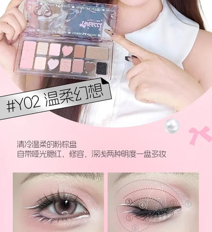 VEECCI Sweet Spicy Girl Ribbon Series Gift Box Makeup Kit Lipstick Eyeshadow Concealer Hair Rope Set Pink Delicate Cute Makeup