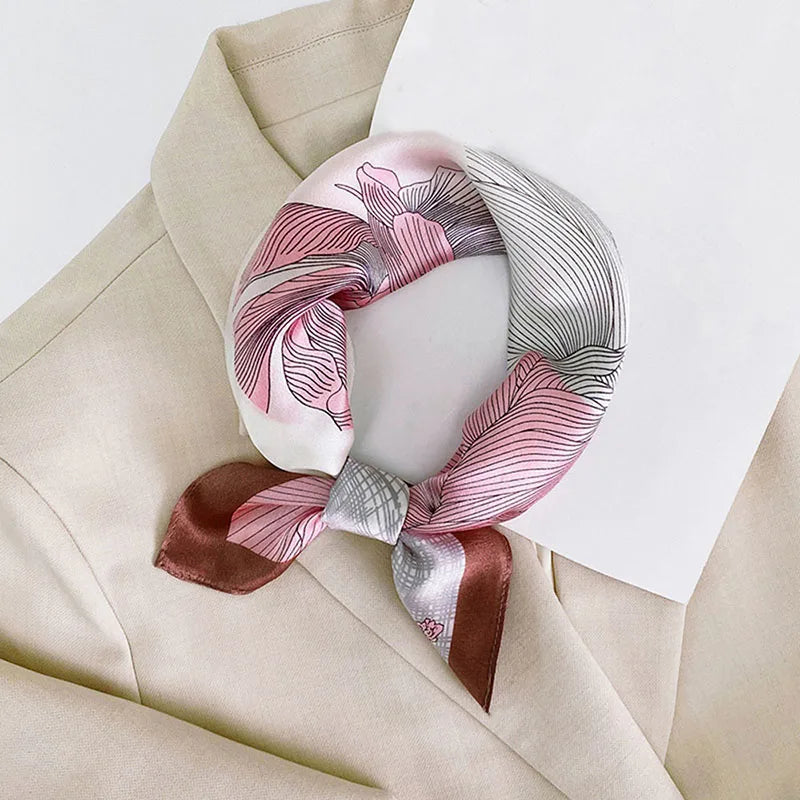 Silk Scarf For Bag Lady Neck Tie 100% Silk Scarf Luxury Brand Print Flower Stripe Plaid Dot Bandana Hair Tie Handkerchief Gifts