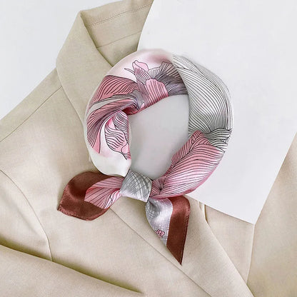 Silk Scarf For Bag Lady Neck Tie 100% Silk Scarf Luxury Brand Print Flower Stripe Plaid Dot Bandana Hair Tie Handkerchief Gifts