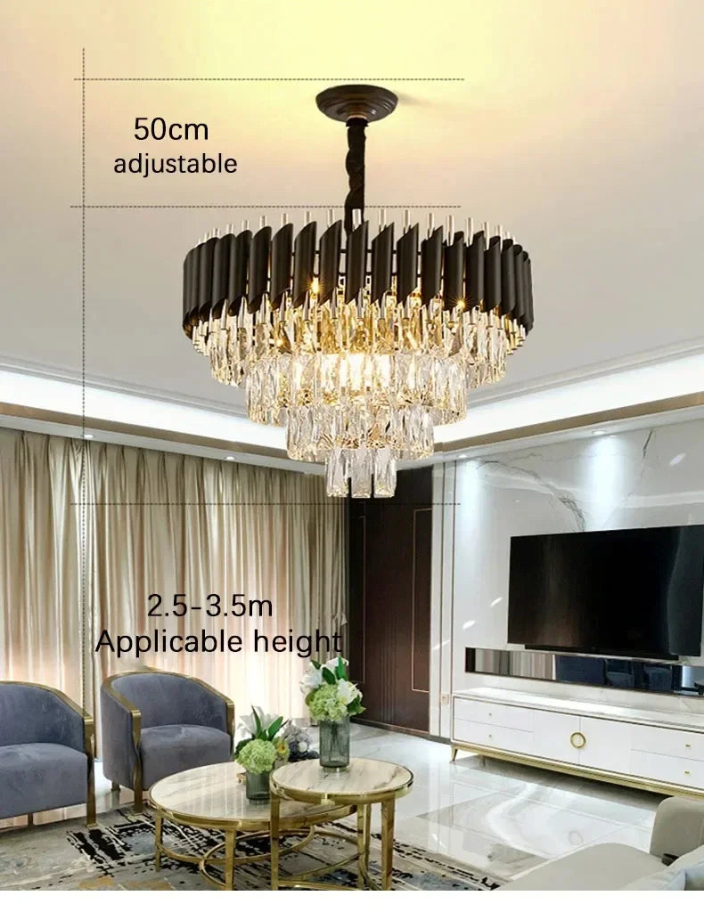 Luxury Crystal Pendant Lamp Lustre Home Decor Ceiling Chandelier Modern Dining Room Kitchen Bedroom Living Room Hanging Lights