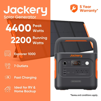 Jackery Explorer 2000v2 Portable Power Station with 200W Solar Panel,Solar Generator for Camping, Hiking, and Outdoor Energy Use