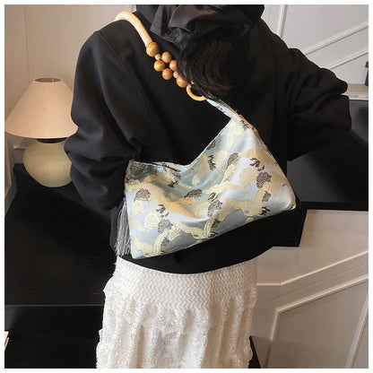 Shoulder Bags Tassel Decoration Embroidered National Style Hasp Sewing Thread 2026 Spring New Hot Sale Women's Handbags