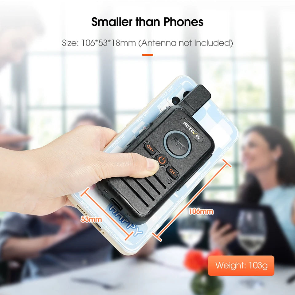 Retevis RB645 Walkie Talkie PMR446 Dual PTT Professional Portable Lincense-free Two Way Radio VOX USB-C for Hotel Restaurant