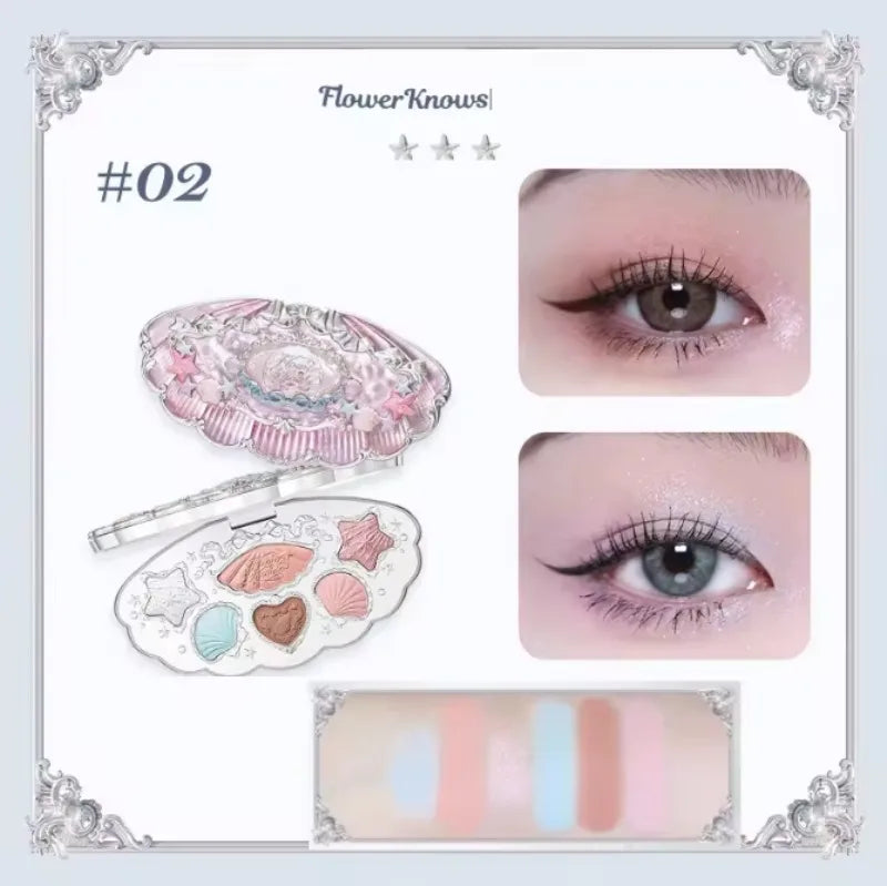 Flower Know Shell Jewelry All-In One Gift Set Makeup Set Full Professional Eyeshadow Blush Baked Powder 10pcs Flowerknows Kits