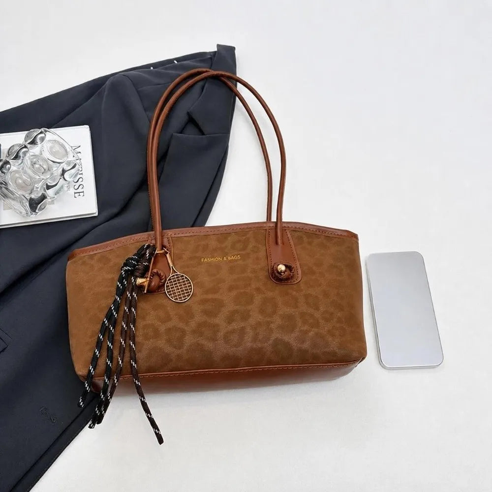 Luxury Design Leopard Print Underarm Shoulder Bags Large Capacity Retro Tote Bag PU Leather Women's Handbags Travel