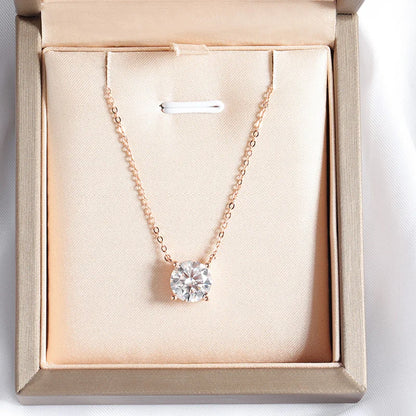 Smyoue 1-5CT Rose Gold Color Moissanite Necklace for Women D Color Sparkling Classic Lab Diamon Pendant Sterling Silver 925 100%