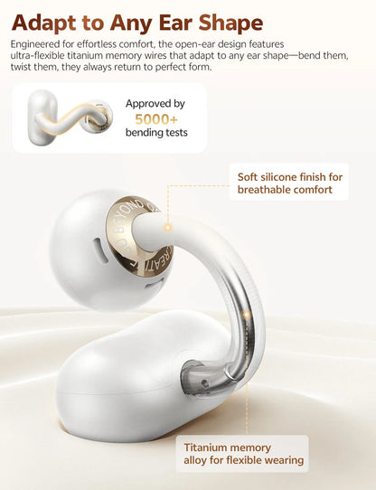 QCY CT06 Clip On Earbuds Crossky C50 Open Ear Wireless Bluetooth 6.0 Headphones with 4 Mic 35H Earbuds Comfortable for Running