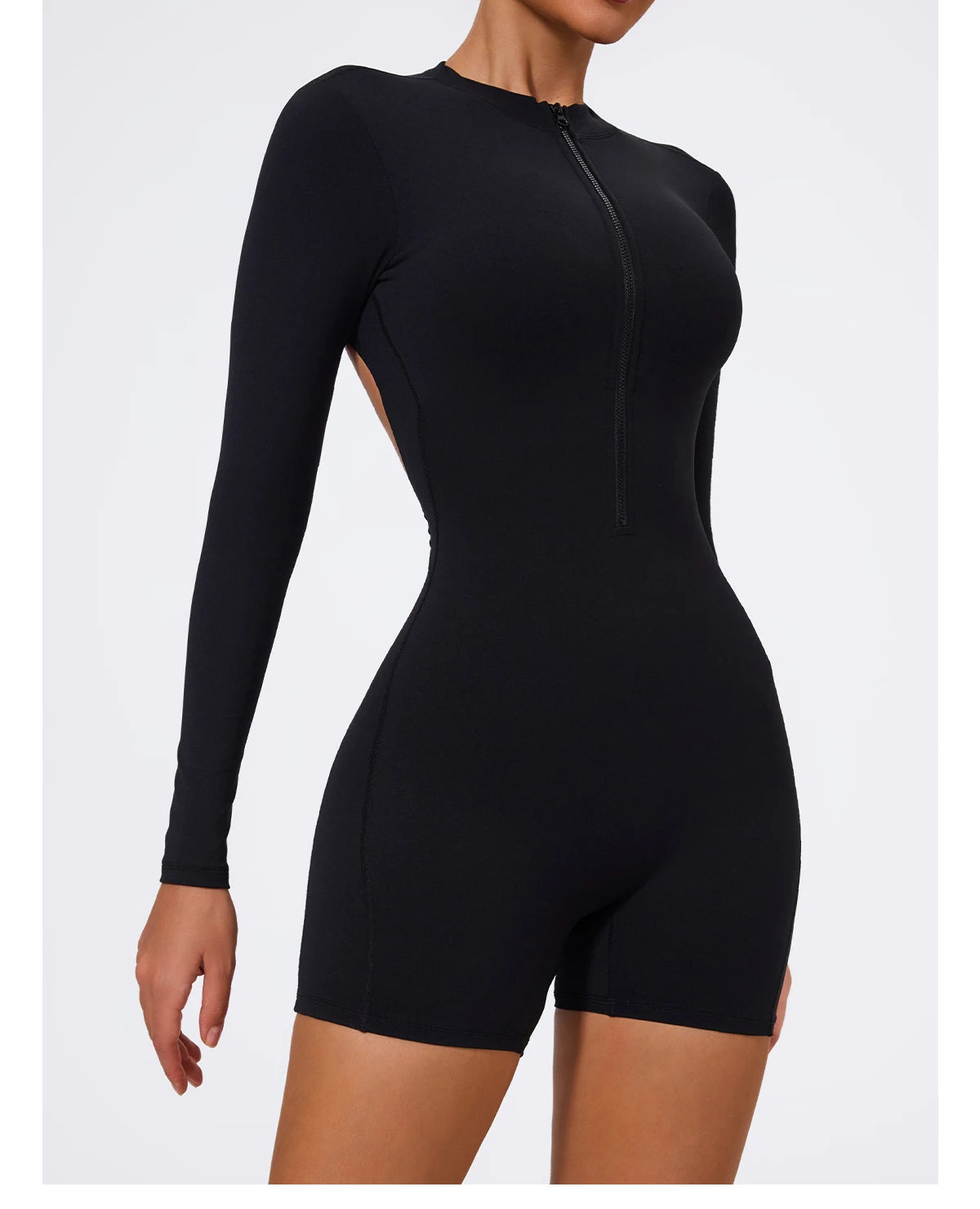 Summer V Back Scrunch One-Piece Suit Push Up Sports Jumpsuit Woman Fitness Zipper Overalls Workout Rompers Women Gym Bodysuits