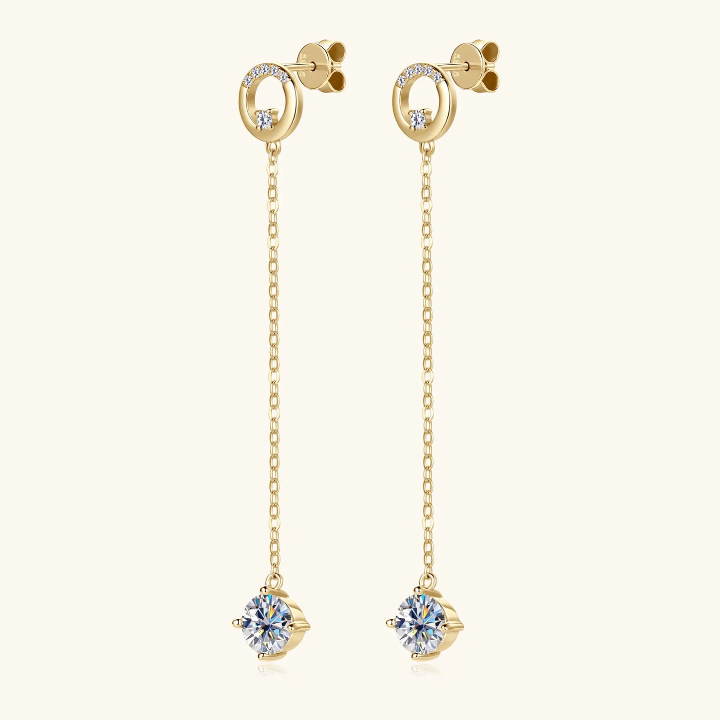 Sweetrain 1CT Moissanite Drop Earrings S925 Sterling Silver Long Tassel Dangle Earring for Women Wedding Jewelry Gifts with GRA