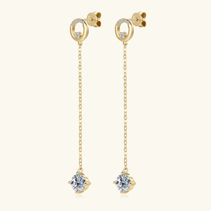 Sweetrain 1CT Moissanite Drop Earrings S925 Sterling Silver Long Tassel Dangle Earring for Women Wedding Jewelry Gifts with GRA