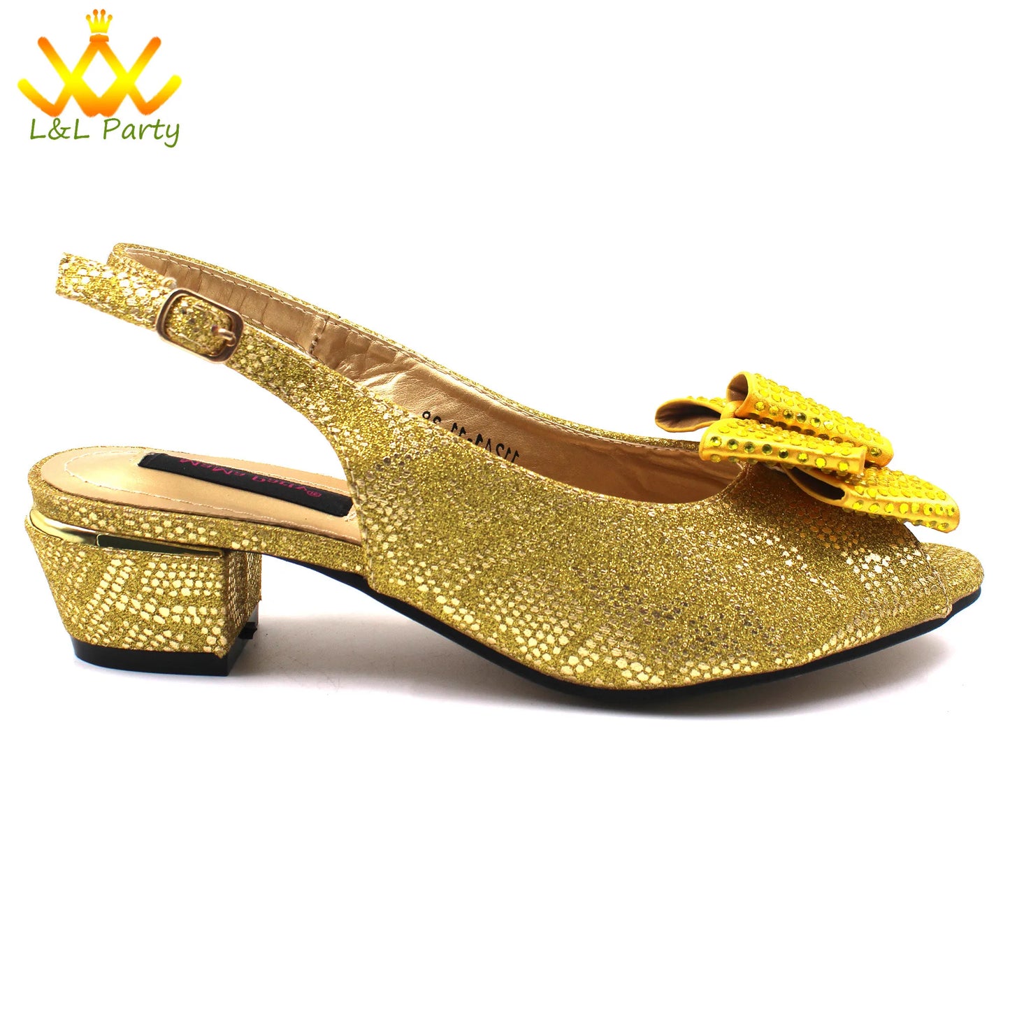Pink New Arrivals Nigerian Women Shoes and Bag Set Italian Design Low Heels with Crystal Peep Toe Sandals for Party