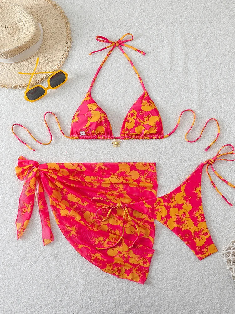 Sexy Swimsuit Women's Bikinis Swimwear Woman 2026 Bathing Suit 3 Piece Triangle Bikinis Sets Beach Dress Wear Cover Up Beachwear