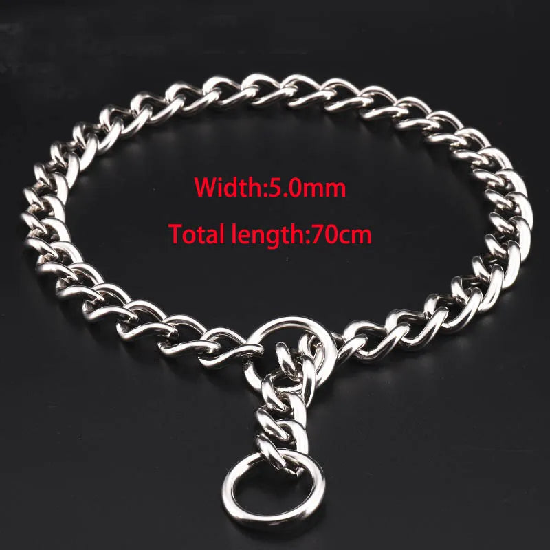 Seamless 304 Stainless Steel Dog Choke Collar Slip P Chain - Adjustable Heavy Duty Training Collar for Small  Medium Large Dogs