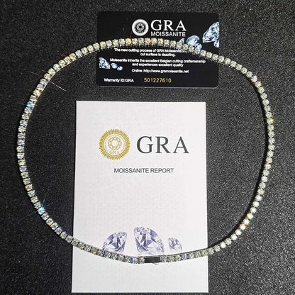 Iced Out 3/4/5mm Stainless Steel Tennis Necklace Round VVS1 Moissanite Water Proof Never Fade For Women Men Hip Hop Jewelry Gift