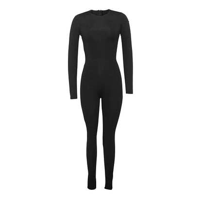 Autumn Winter Jumpsuits Sexy Women Skinny O-Neck Zippers Long Sleeves New Fashion Thermal Jumpsuits Fitness Yoga Sports Rompers
