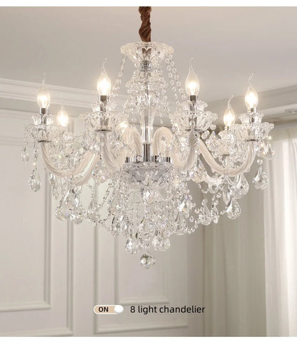 French Lustre Crystal E14 Chandelier Living Room Decor White Glass Pendant Lights Led Ceiling Chandelier For Bedroom Led Lampara