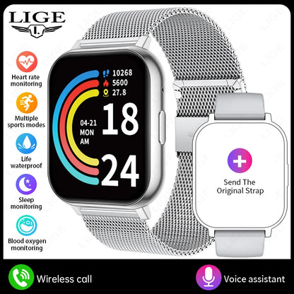 LIGE 2026 New Smart Watch Women Men Bluetooth Talking Blood Oxygen Heart Rate Monitoring Smart Watch For Women Men Holiday Gift