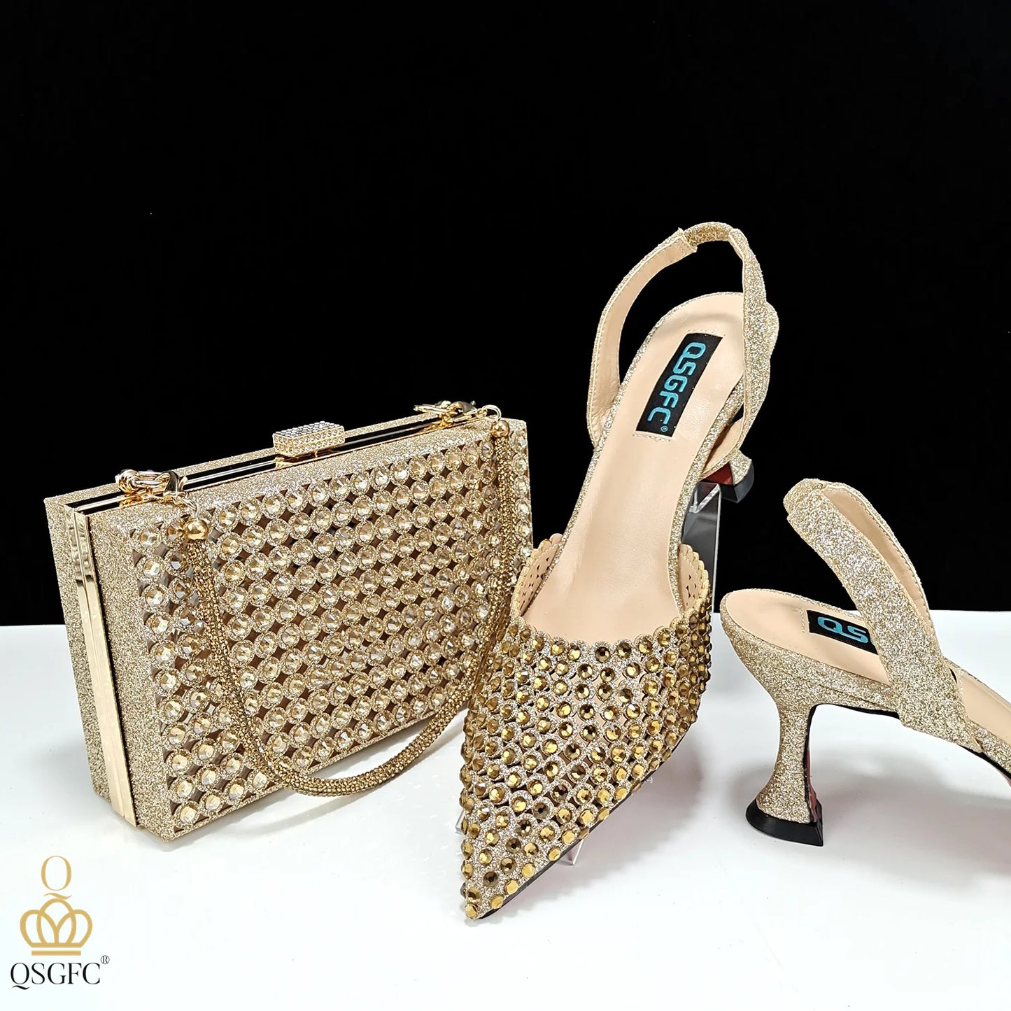 PM New Arrival Nigerian New Trending Cutout Style Navy Blue Elegant Women's Shoes and Party Wedding Bag