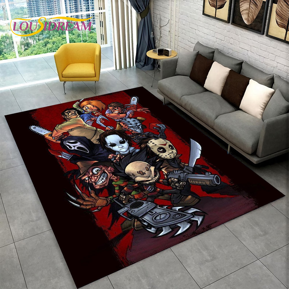 Horror Movie Character Chucky Saw Cartoon Area Rug,Carpet Rug for Living Room Bedroom Sofa Doormat Decoration Non-slip Floor Mat