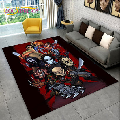 Horror Movie Character Chucky Saw Cartoon Area Rug,Carpet Rug for Living Room Bedroom Sofa Doormat Decoration Non-slip Floor Mat
