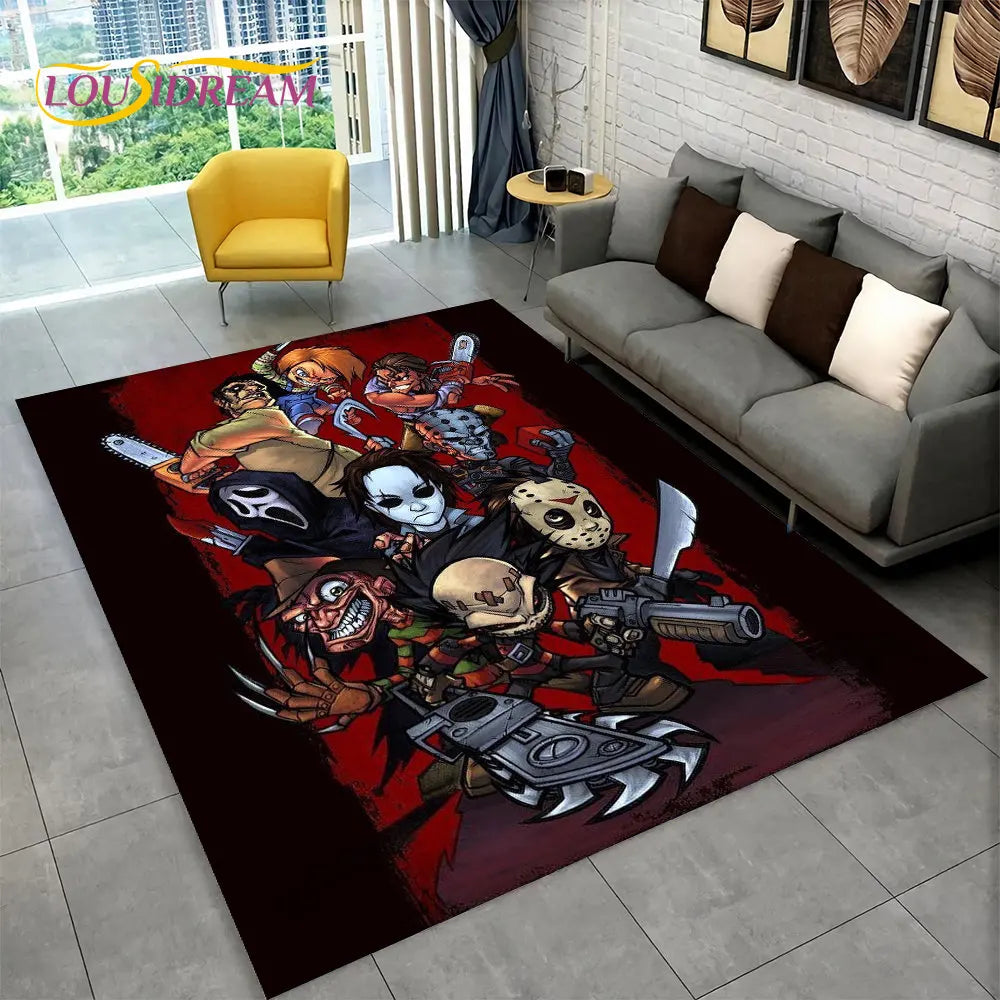 Horror Movie Character Chucky Saw Cartoon Area Rug,Carpet Rug for Living Room Bedroom Sofa Doormat Decoration Non-slip Floor Mat
