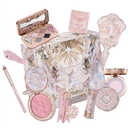 Flower Knows Knight Unicorn Makeup Gift Box Lipstick Blush Loose Setting Powder Starlight Eyeshadow,Cosmetics Kit Gift Set