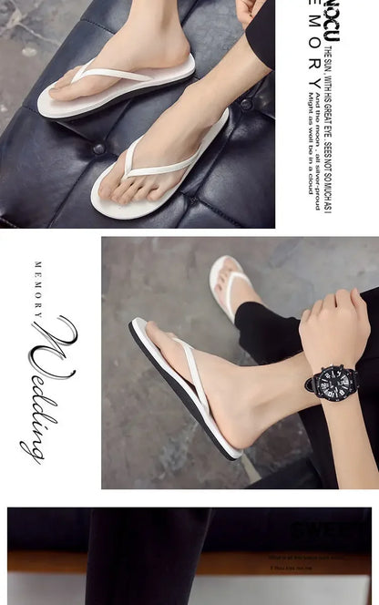 Men's anti slip flip flops, new couple's slippers for summer wear, durable leather, simple and fashionable beach shoes