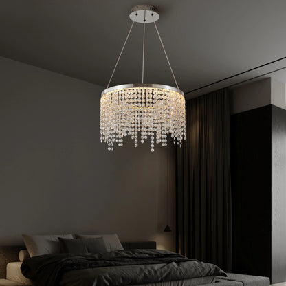 16-inch Luxury Crystal LED Chandelier - Adjustable Height and Color Temperature (3000K-6000K) -Modern Chandelier for Living Room
