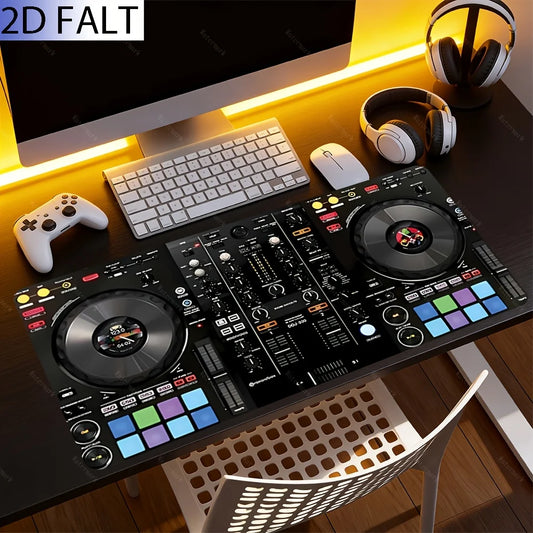 CIFBUY DJ Mixer Mouse Pad Large Desk Mat Black Silver Turntable Colorful Knobs Non Slip for PC Office Home Gaming Anime Decor