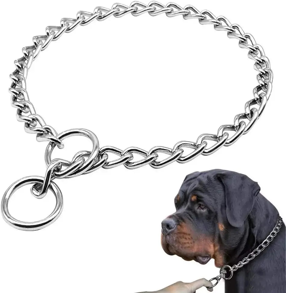 Seamless 304 Stainless Steel Dog Choke Collar Slip P Chain - Adjustable Heavy Duty Training Collar for Small  Medium Large Dogs