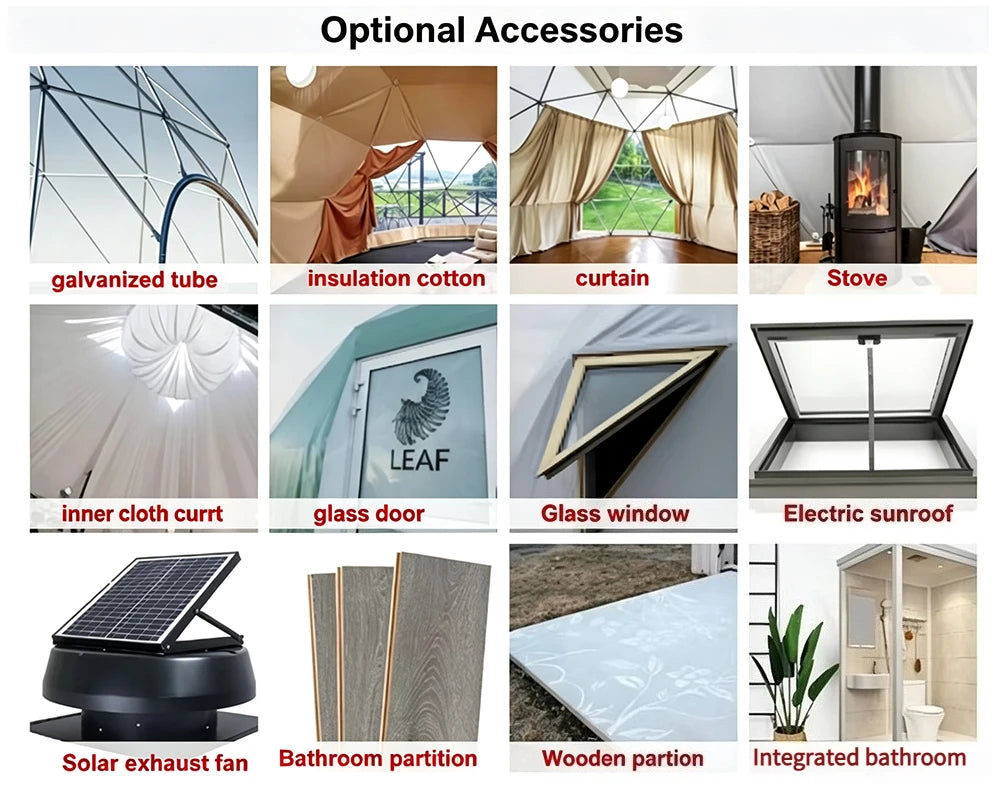 Luxury Modern Geodesic Dome Tent, PVC Canvas Cover Four‑Season Double‑Layer Waterproof for Outdoor Glamping Camping