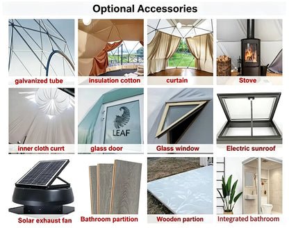 Luxury Modern Geodesic Dome Tent, PVC Canvas Cover Four‑Season Double‑Layer Waterproof for Outdoor Glamping Camping