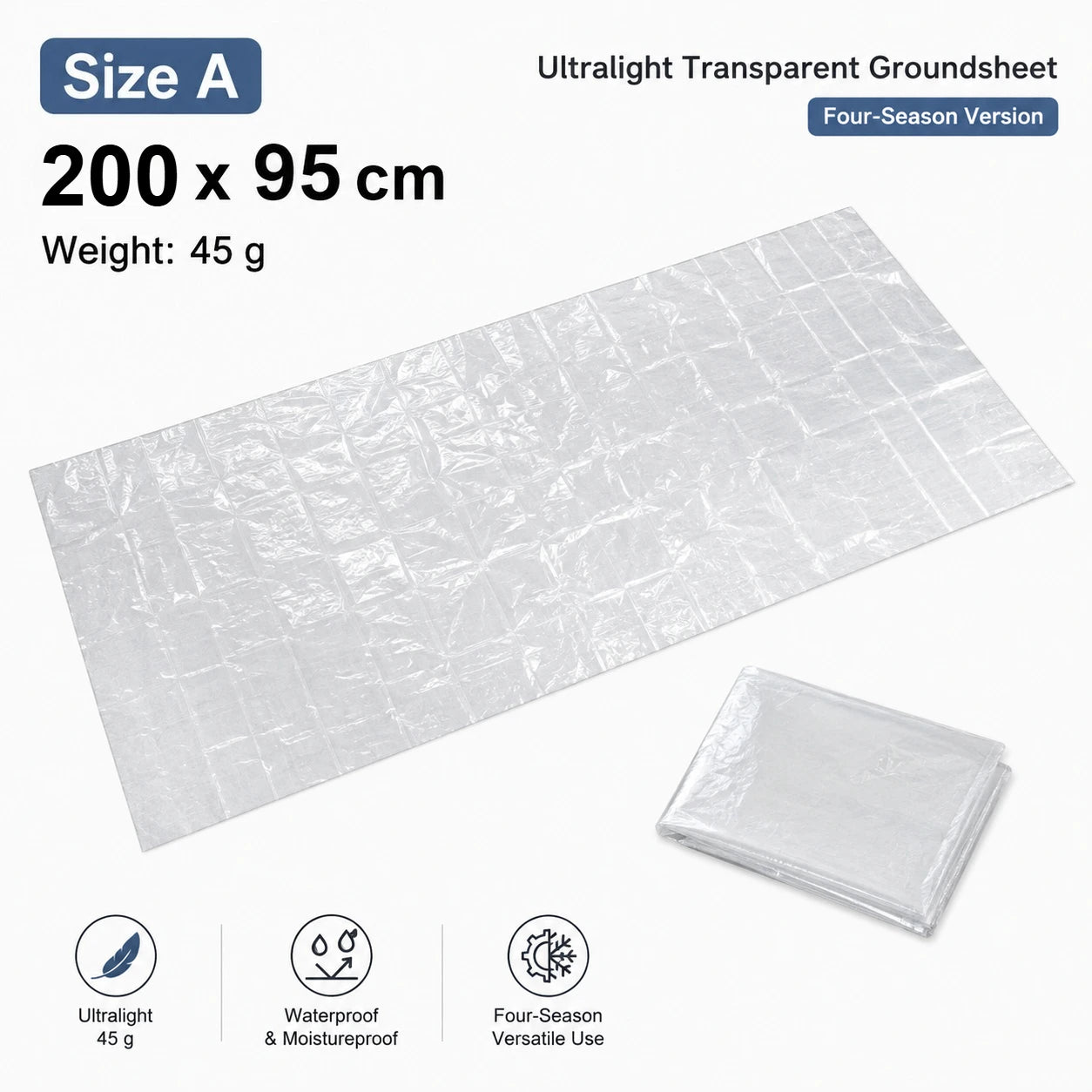 Four Season Ultralight Transparent Tent Groundsheet Waterproof Moisture Proof Camping Footprint Foldable Reusable Outdoor Tarp