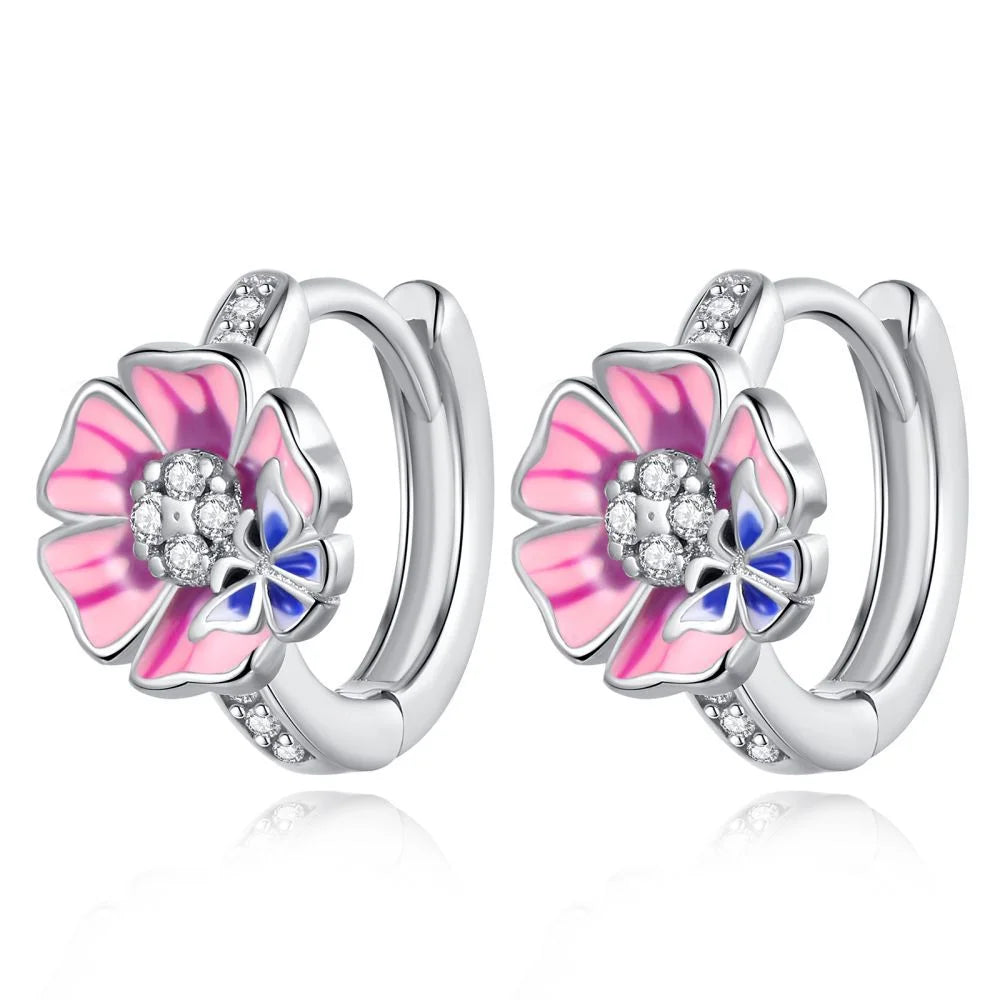 Original 925 Sterling Silver Luxury Bow Flower Shaped Clover Rose Pendant Earrings Elegant Mature Women Delicate Jewelry Gift