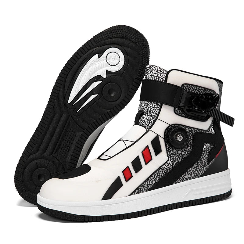 Motorcycle Riding Boots Unisex High Top Anti-Slip Wear-Resistant Comfortable Four Season Motorbike Shoes for Street Off-Road