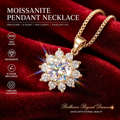 Sparkling 0.5-2.0ct VVS1 D Color Moissanite Necklace S925 Sterling Sliver Chain With Certificate 18K Gold Plated Fine Jewelry