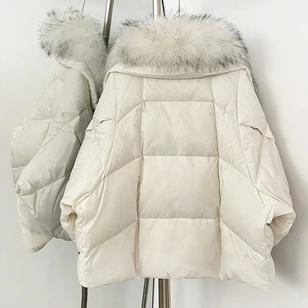 Women's down Jacket Waterproof Lightweight Puffer Jacket with Fur New Coats and Jackets Luxury Padding Reversible Coat with Zip