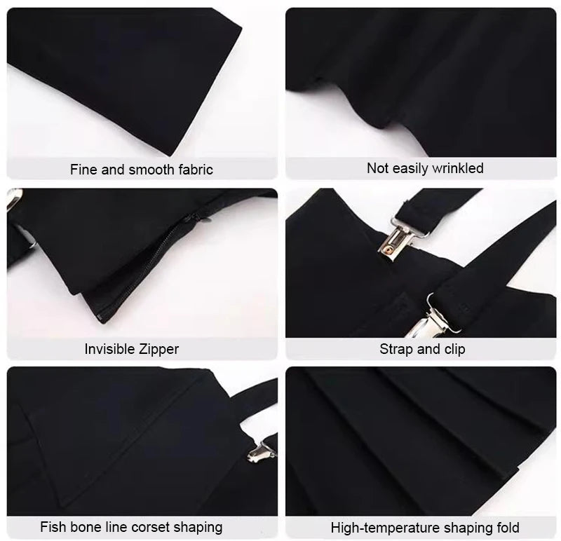Spring 2025 Preppy Style American Uniform Set Girls Short Suit Coat Long Sleeve White Shirt Slim High Waist Pleated Skirt Navy