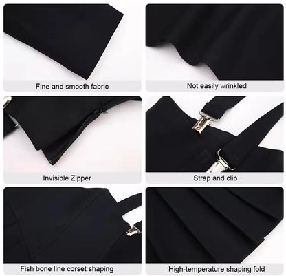 Spring 2025 Preppy Style American Uniform Set Girls Short Suit Coat Long Sleeve White Shirt Slim High Waist Pleated Skirt Navy
