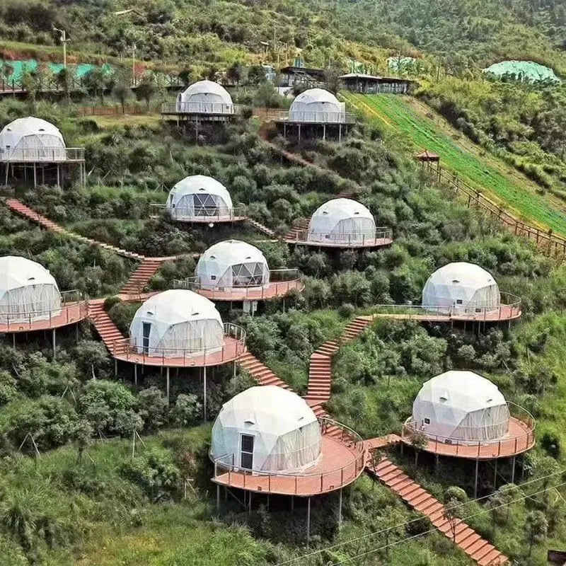 Outdoor Geodesic Dome Tent Luxury Waterproof Glamping Airbnb Hotel Camping Resort Rental Business Easy Setup Custom Dome Shelter