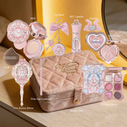 Flower Know Strawberry Rococo All-In One Gift Set Makeup Kit Full Professional Garden Mirror Blush Powder Lip Cream Flowerknows