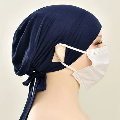 Jersey Cotton Muslim Women Under Hijab Cap With Ear Hole Inner Hijab Cap Round Forehead Underscarf Bonnet Femme Musulman