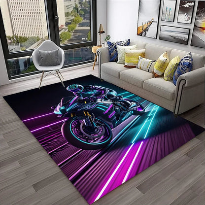Off Road Motorcycle Racing Moto Carpet Rug for Home Living Room Bedroom Sofa Doormat Decor,Kid Play Area Rug Non-slip Floor Mat