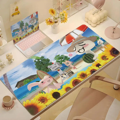 HYBXAXC Cute T-Toro I-Inoue Cat Mouse Pad Non-slip Desk Mat PC Laptop Accessories Rubber Office Keyboard Large Gamers Decoracion