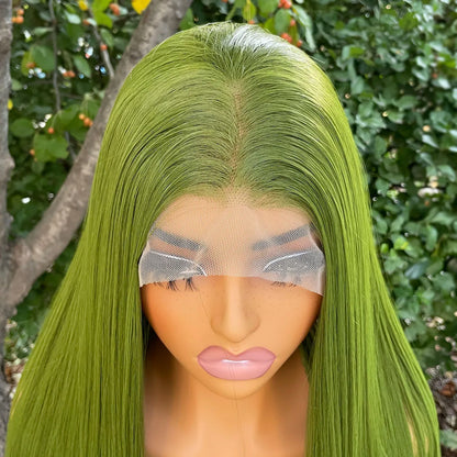 Green 13x4 Lace Front Wigs for Women 26 Inch Long Straight Synthetic Hair Wig Glueless 150% Density Natural Looking