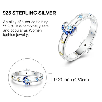 LAZA 925 Sterling Silver Colorful Rings Sparking Zirconium Bowknot Moon Sun Original Ring For Women Anniversary Wedding Gifts