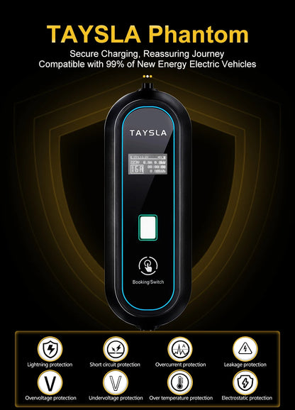 TAYSLA 3.5KW 16A Portable EV Charger NEMA 5-15 Plug TYPE1 SAE J1772 TYPE2 GB/T Electric Car Charger for BYD Geely EX2 Changan